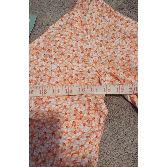 NWT H&M Women's Blouse Short Sleeve Orange Florals US Size L - Picture 10 of 10